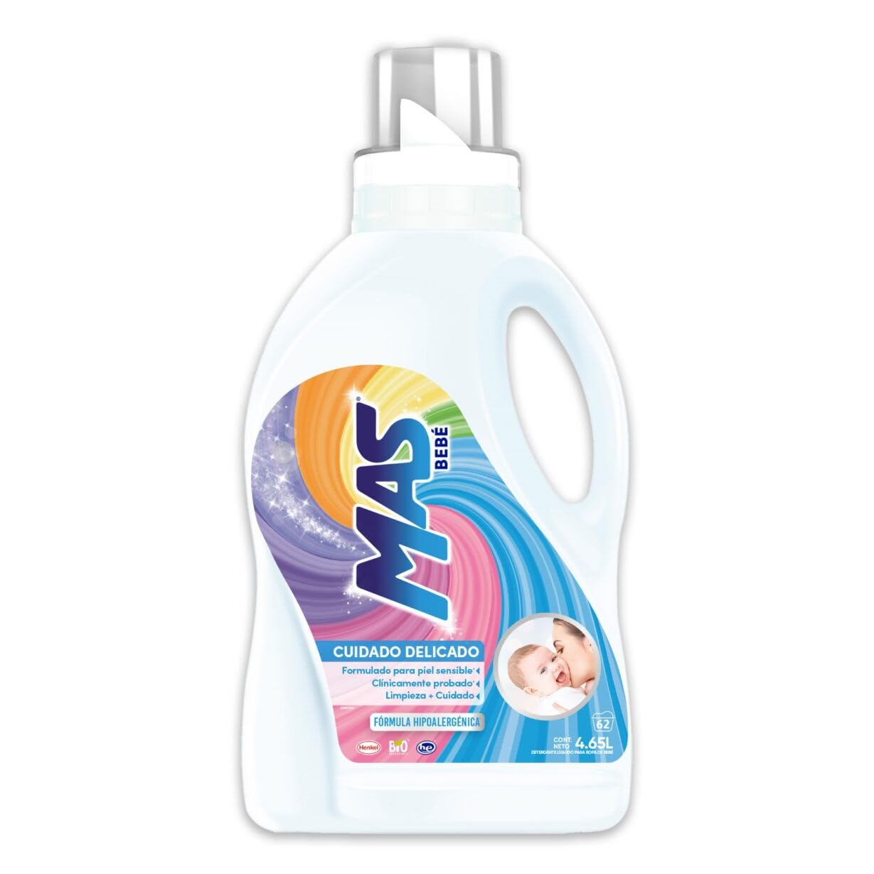AMAZON: Más Bebé Detergente Líquido Piel Sensible 4.65L (Planea y Ahorra +Cupón del vendedor)