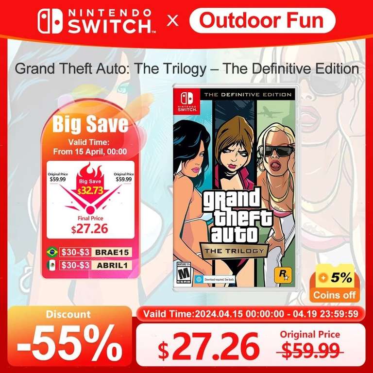 AliExpress: Grand Theft Auto Trilogy Definitive Edition para Nintendo Switch