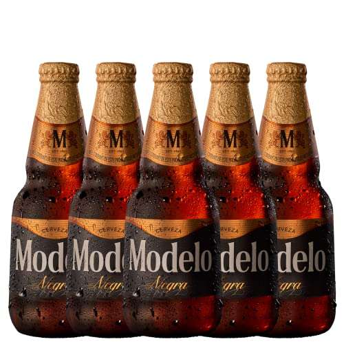 Amazon: Cerveza Oscura Modelo Negra tipo Munich 12 Botellas de 355ml, color ámbar oscuro con notas a malta tostada y caramelo