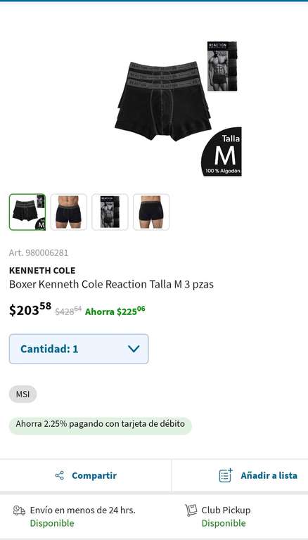 Sam's Club: Boxer Kenneth Cole Reaction Talla M 3 pzas