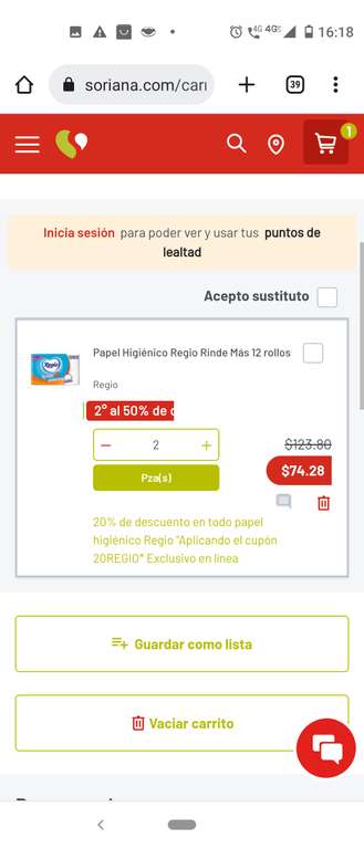 Soriana: Papel regio maxi 12 rollos 2 x $74 ($37.14 c/u)