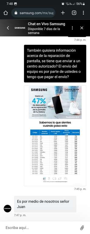 Samsung: Descuento en la reparación de pantalla del s21 plus