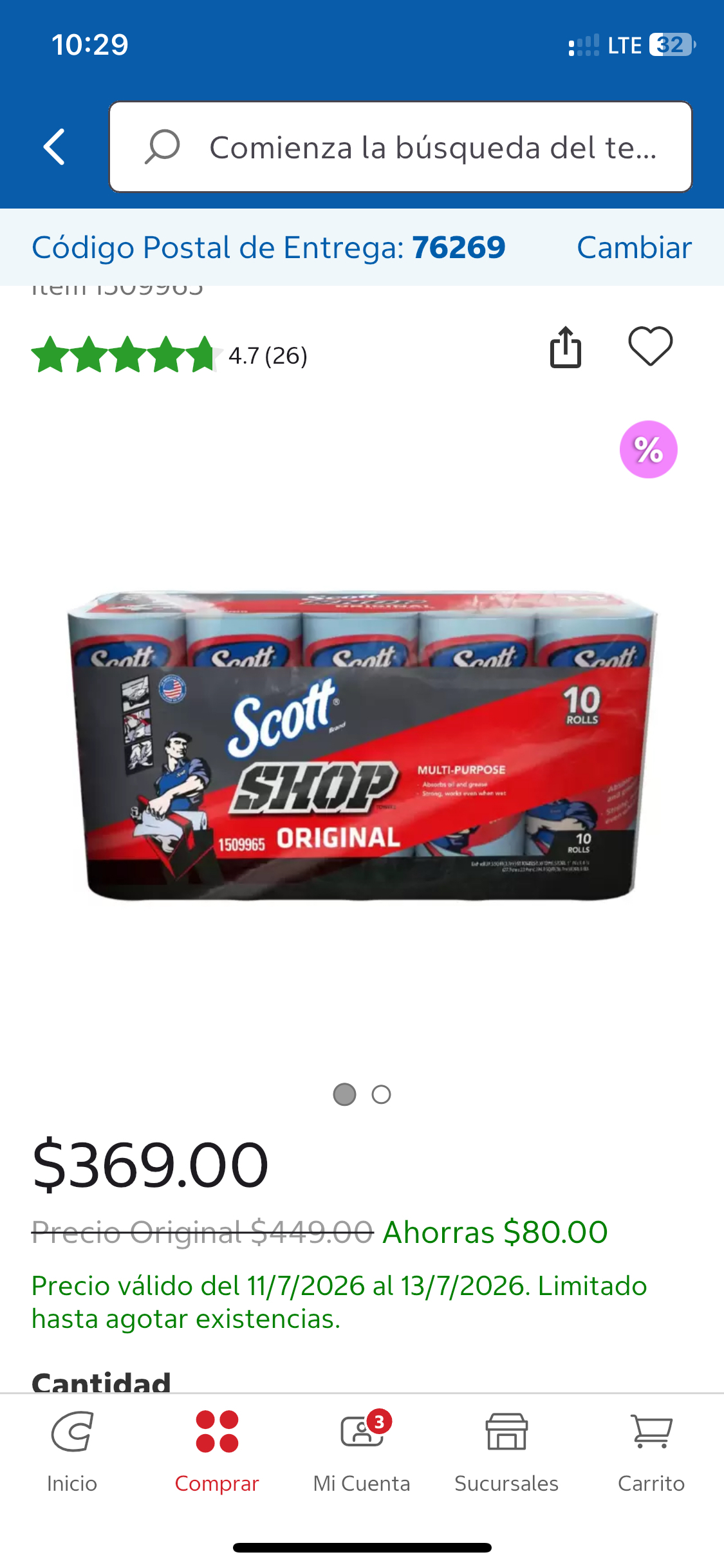 Costco en Linea: Toallas Scott 10 rollos