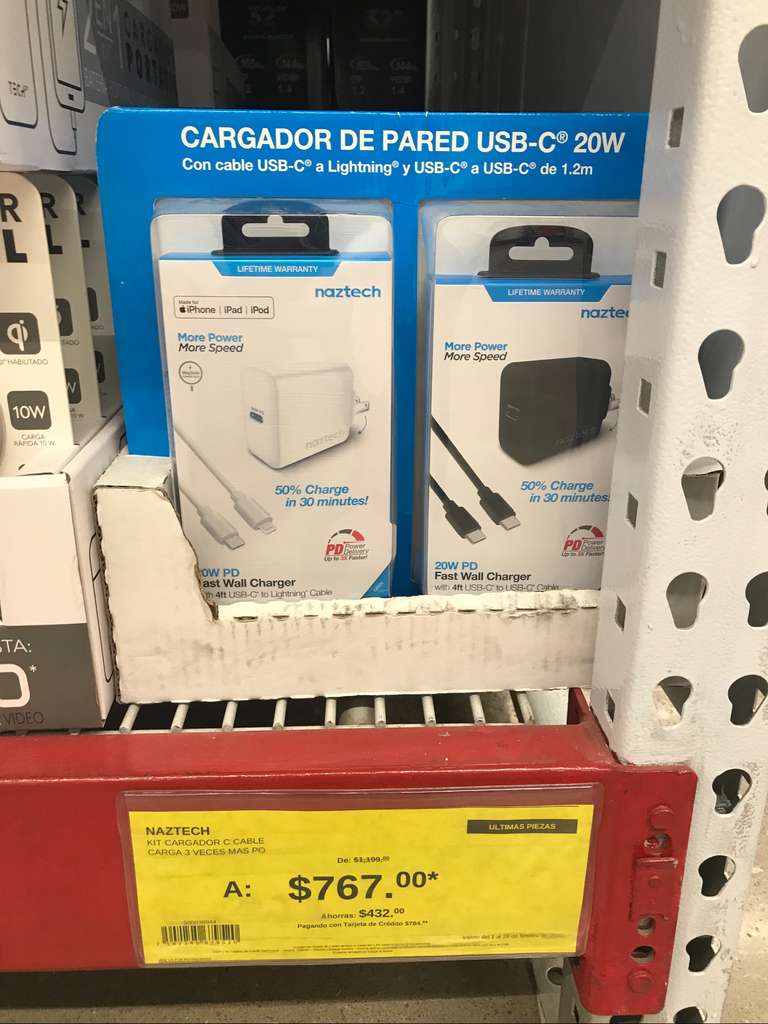 Sam's club: Kit de cargadores carga rápida marca Naztech, para IPhone y  Android por $ 