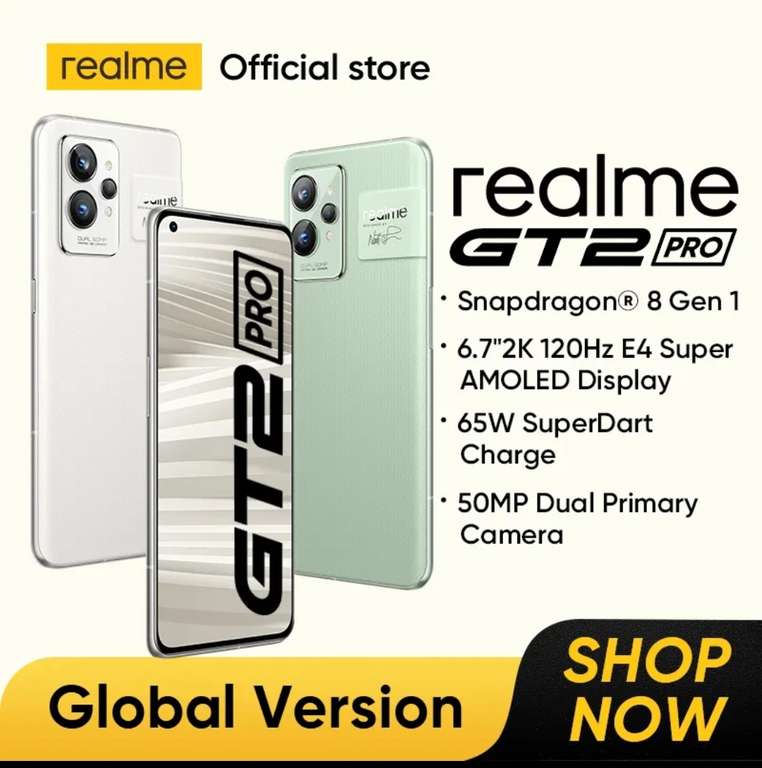 AliExpress: Realme gt2 pro de 8 ram y 128 rom color negro y blanco envío incluido en precio.