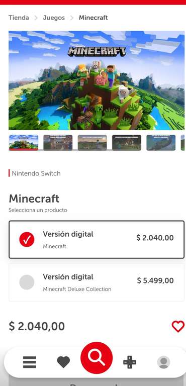 Nintendo eShop Argentina: Minecraft nintendo switch