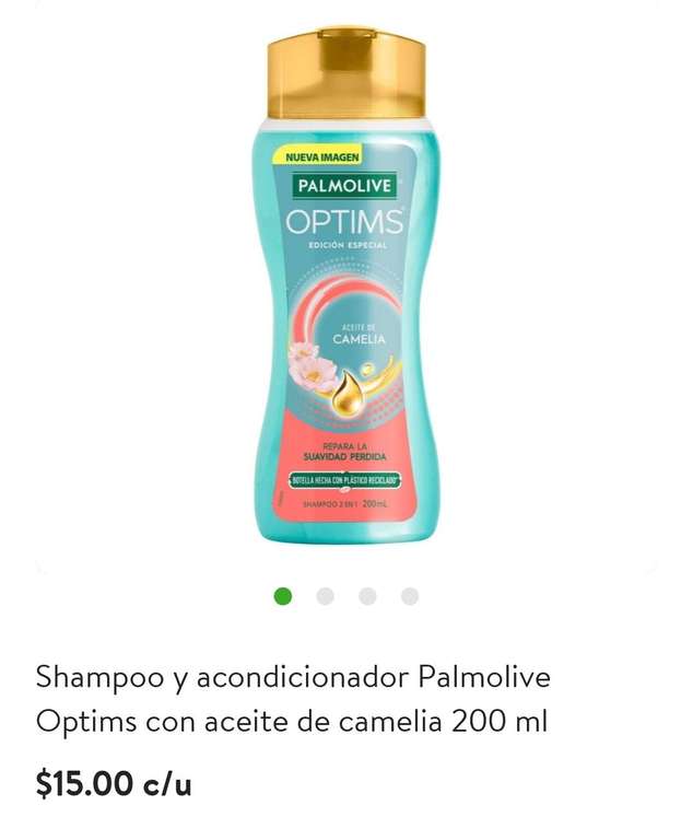 Bodega Aurrera: Shampoo Palmolive Optims 2 en 1 aceite de camelia 200 ML.