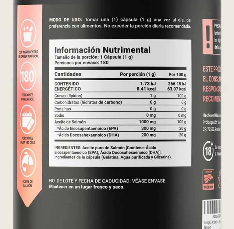 B Life: Omega 3 aceite de salmón 180 cápsulas