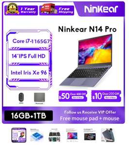 AliExpress: Ninkear-ordenador portátil N14 Pro, 14 pulgadas, IPS, Full HD, Intel Core i7-1165G7, 16GB RAM + 1TB SSD, Windows 11, Ultrabook