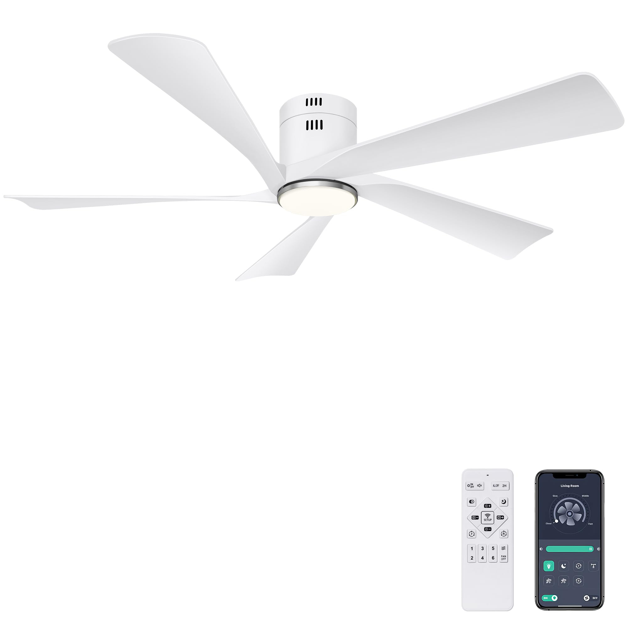 Amazon: Ohniyou Ventilador de techo de 52 pulgadas con luces, Mando a distancia y APP Control