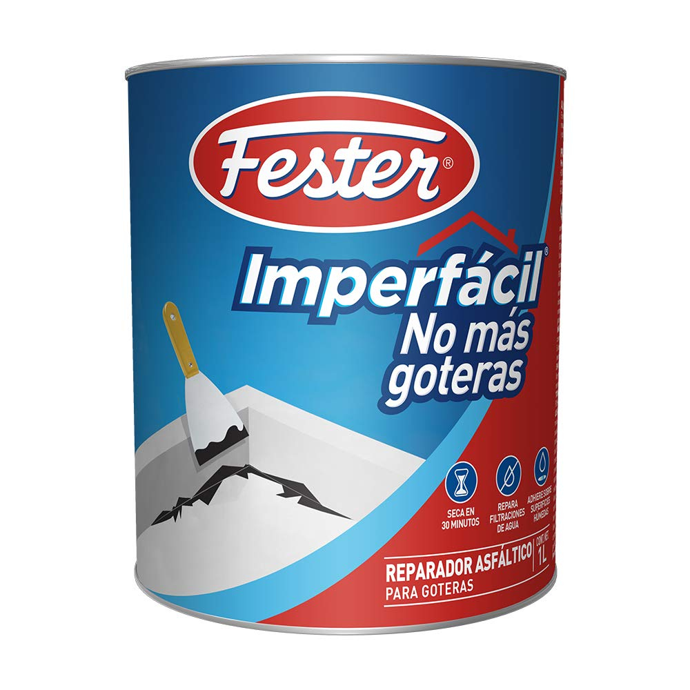 Amazon: Fester Imperfácil Reparador Asfáltico para Goteras, Repara Filtraciones de Agua Instantáneamente, Fácil de Aplicar, Bote de 1 L
