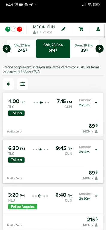Vivaaerobus: Toluca - Cancún desde $89 pejecoins + TUA (desde el 28 de enero y las primeras 2 semanas de Febrero)