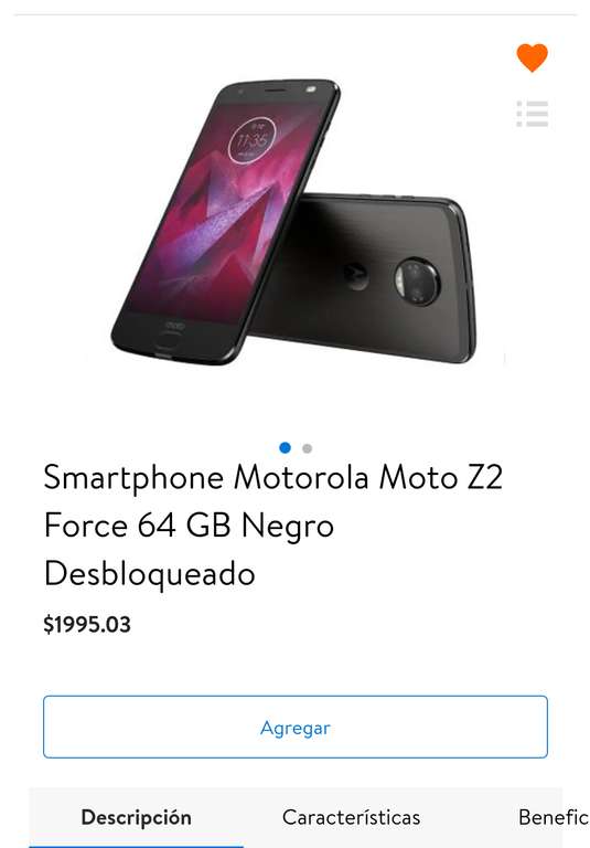 Walmart: Celular Motorola Moto Z2 Force. Nuevo. Desbloqueado.