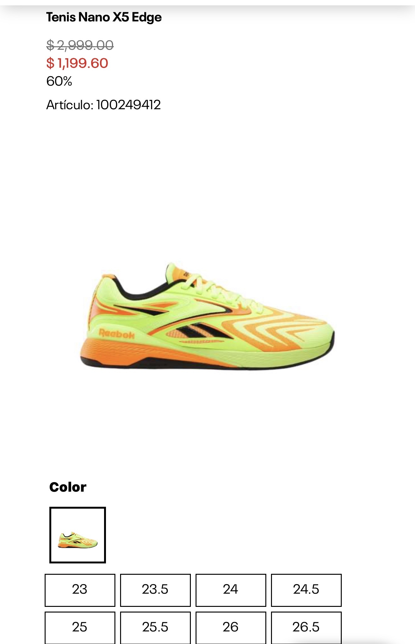 Reebok: Tenis Nano X5 Edge