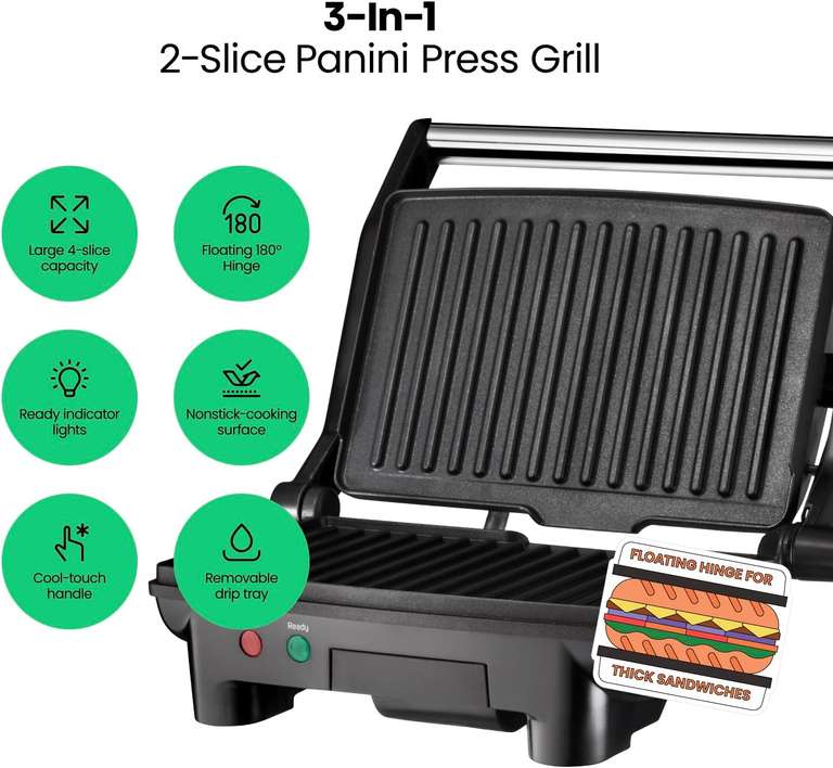 Amazon: Chefman RJ02-180 Parrilla, Prensa Panini Grill y Gourmet Sandwich Maker