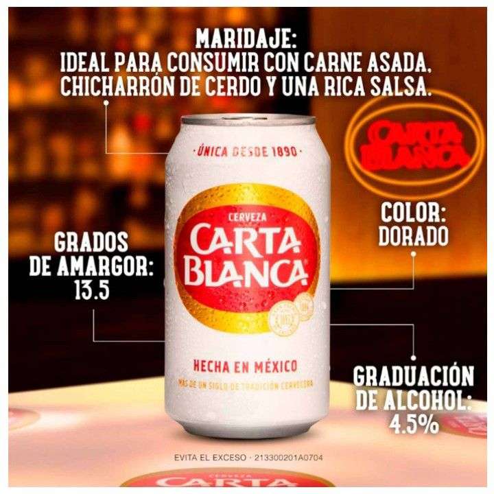 Sam's Club: Carta Blanca, Cerveza Clara 24 Latas de 355 ml c/u