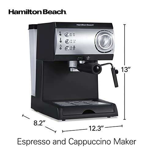 Amazon: Hamilton Beach 40715 Cafetera Espresso, 2 Tazas, Cappuccino, Mocha y Latte, 15 Bares, Negro y Plata | Pagando con citibanamex