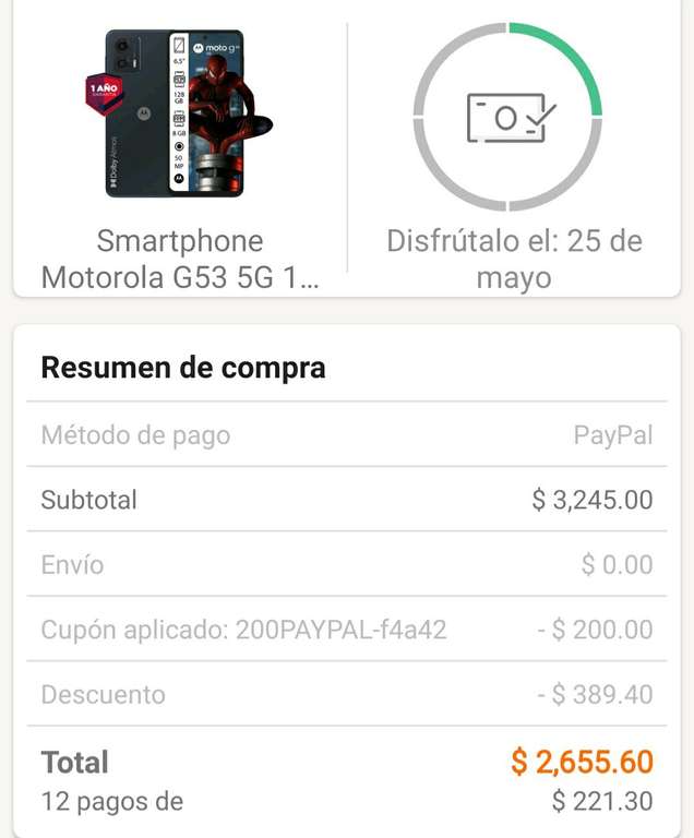 Linio: Celular Motorola G53 5G 128GB-8GB negro dual sim | Pagando con PayPal
