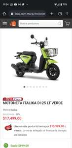 Linio: Motocicleta Mortalika D125 LT VERDE (HSBC 1 exhibición) + PayPal