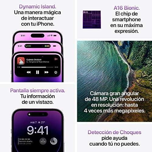 Amazon: iPhone 14 Pro 128 GB Morado Oscuro sin promociones bancarias (NUEVO)