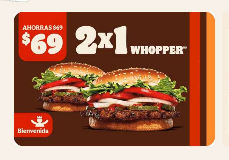 Burger King: 2x1 en whopper grande, desde la app