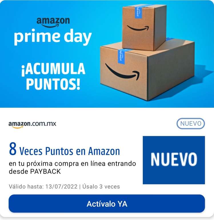 Payback: Reembolso de 4% en compras en Amazon en puntos Payback