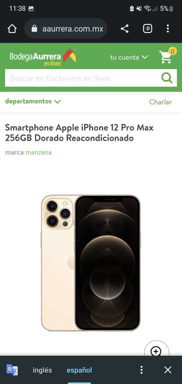 Bodega Aurrera: iPhone 12 pro max 256gb [reacondicionado]