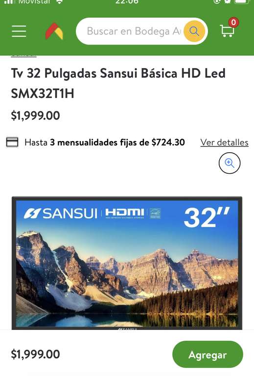 Bodega Aurrera: Tv 32 Pulgadas Sansui Básica HD Led SMX32T1H