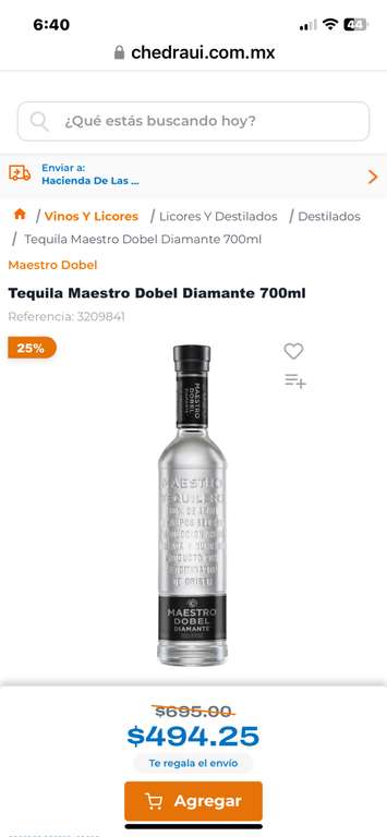 Chedraui: Tequila Maestro Dobel Diamante 700ml
