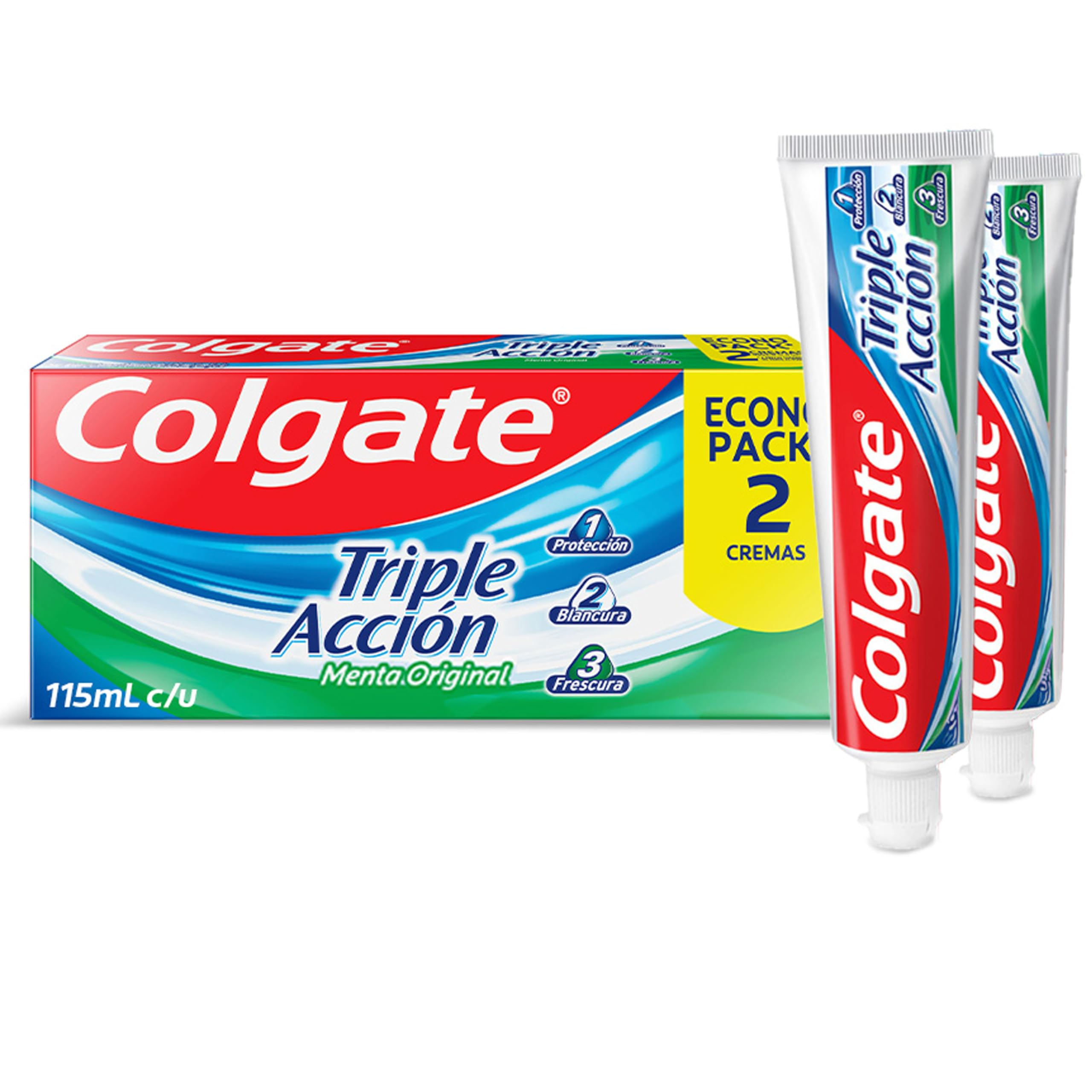 Amazon: Colgate Pasta Dental Triple Acción Menta Original 2 x 115 ($32 c/u comprando 3 + Planea y Ahorra)