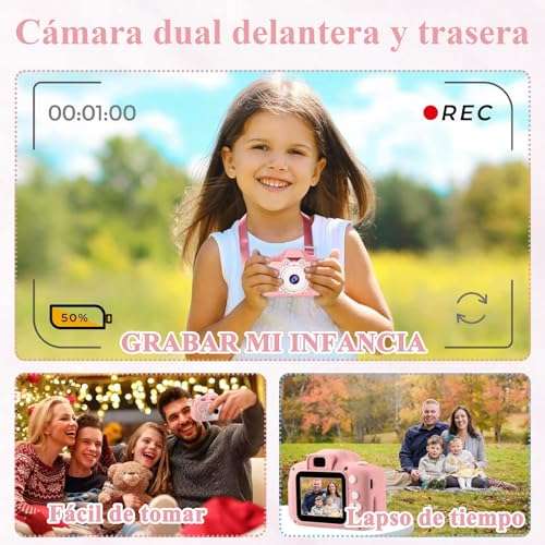 Amazon: Cámara Digital para niños, Pantalla HD 2.0 IPS,con Tarjeta SD de 32 GB