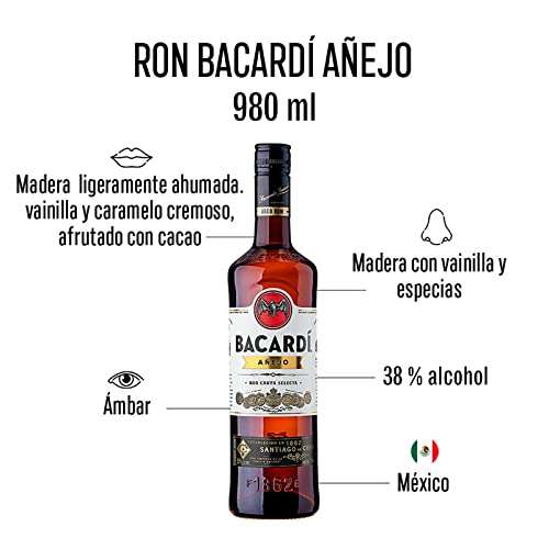 Amazon: Ron Bacardi Añejo 980 ml