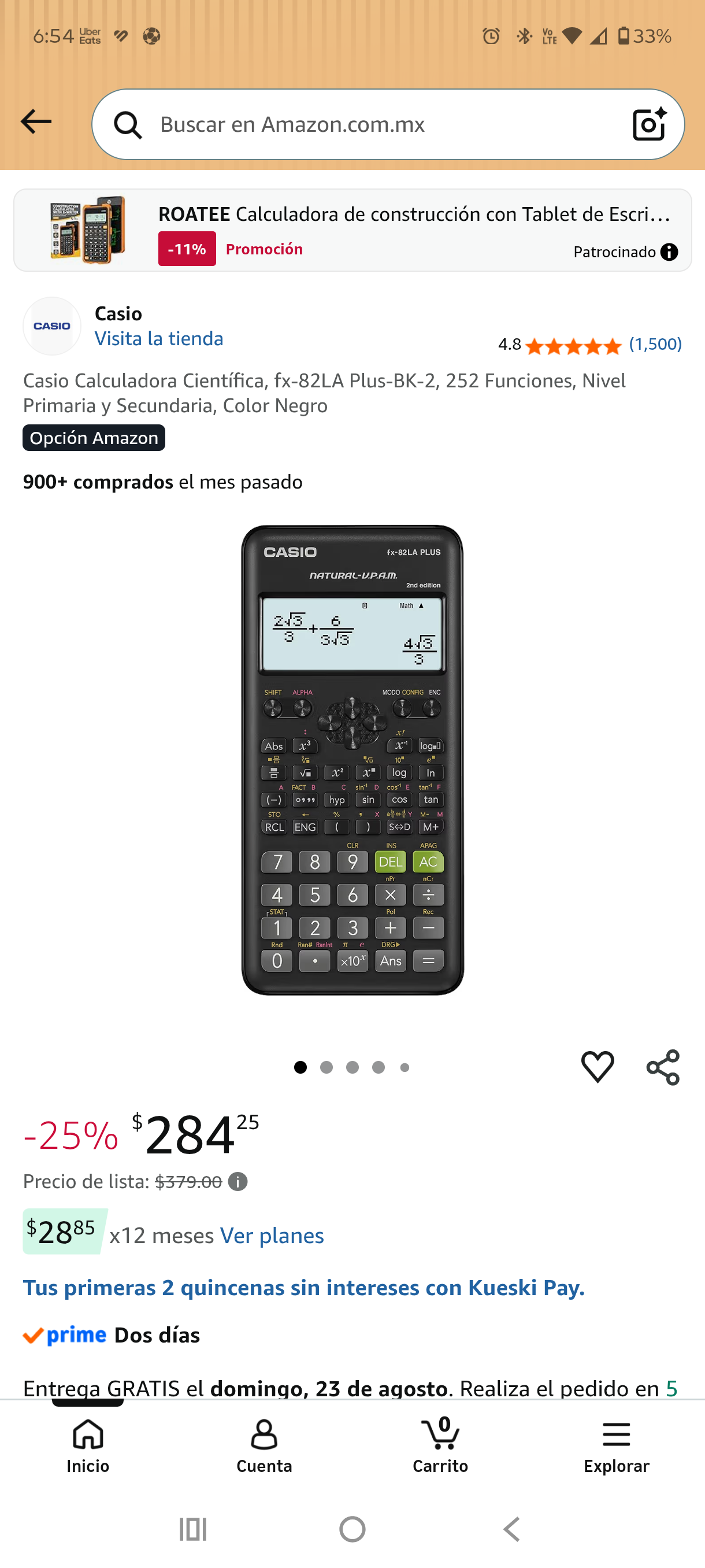 Amazon: Casio Calculadora Científica, fx-82LA Plus-BK-2, 252 Funciones, Nivel Primaria y Secundaria, Color Negro