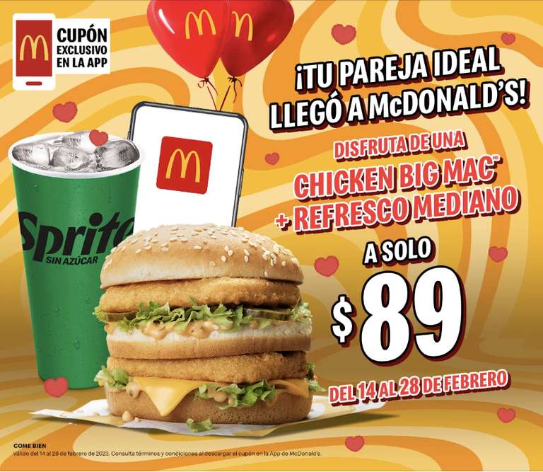 APP McDonald's: Chicken Big Mac + Chesco mediano