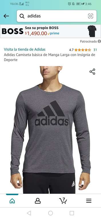 Amazon: Adidas playera $280 M-3xl