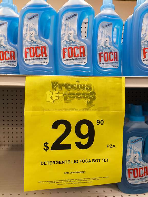 Detergente líquido foca de 1 litro oferta de precios relokos en soriana