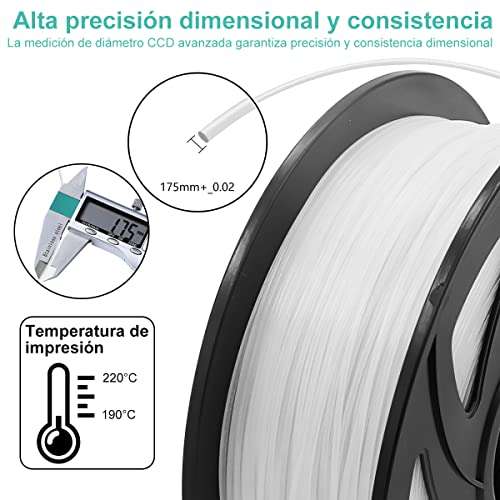 Amazon: Filamento 1,75 mm, ZQSQD Filamento de Impresora 3D Brillante PETG, Precisión Dimensional +/- 0,02 mm, Carrete de 1 KG