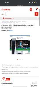 Elektra: Consola PS5 Edición Estándar más EA Sports FC 24 pagando con PayPal