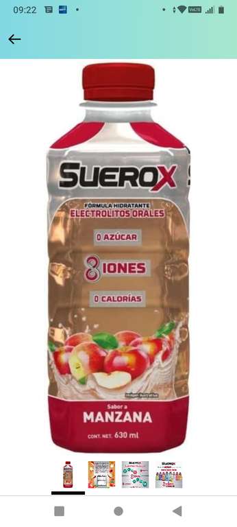 Amazon: SUEROX MANZANA,botella con 630 ml