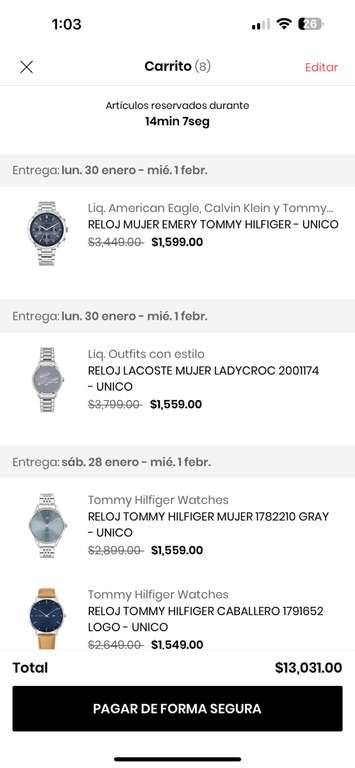 Privalia: Relojes Tommy (Hombre o Mujer) | con cupón de paypal nuevo usuario bajan $600 más