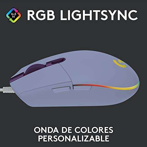 Amazon: Logitech G203 LIGHTSYNC Mouse Gaming RGB Personalizable, 6 Botones Programables hasta 8,000 DPI - Lila | envío gratis con Prime