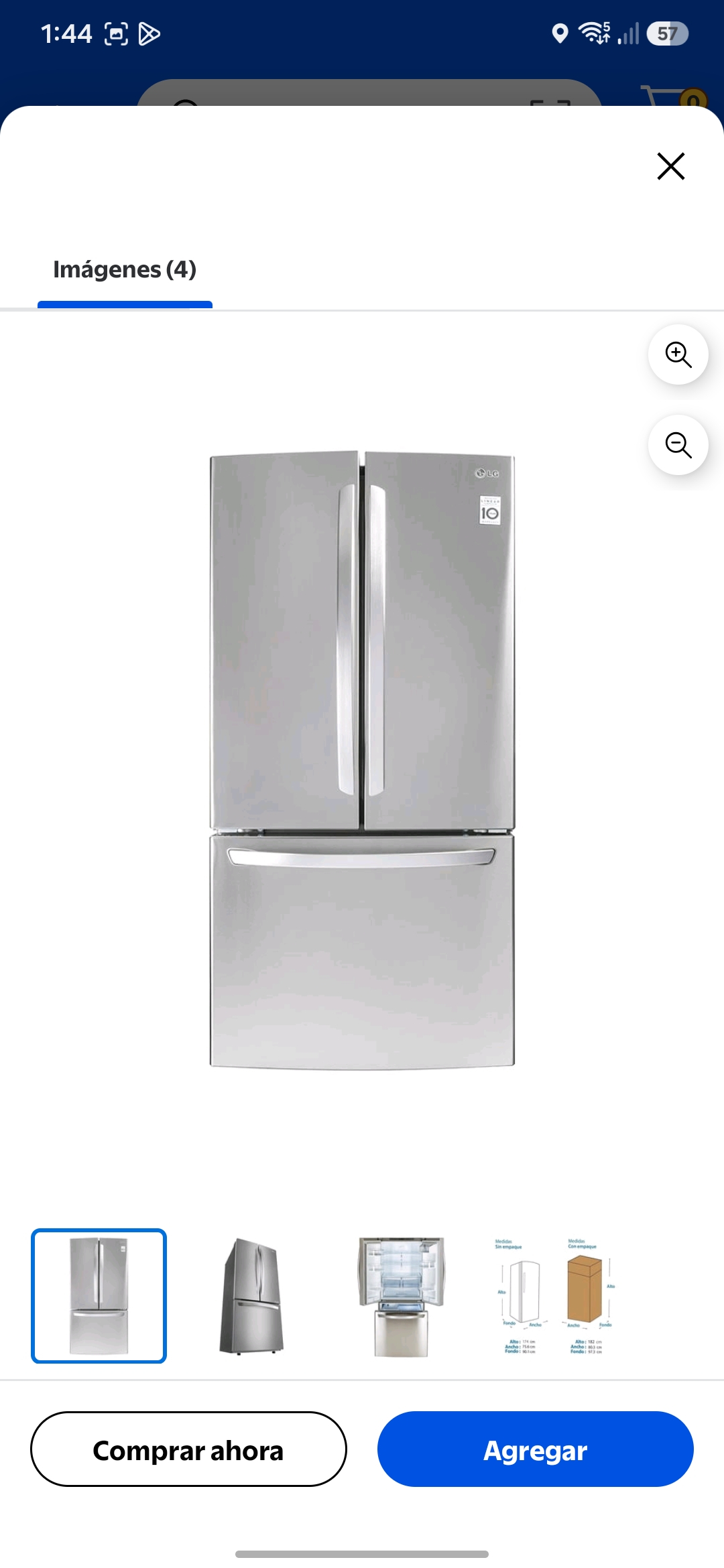 Walmart: Refrigerador 22 Pies LG Acero Inoxidable