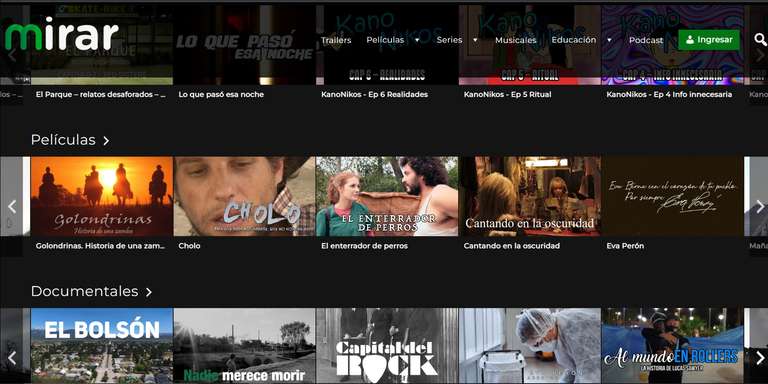 mirar: Plataforma de streaming de contenido argentino. Peliculas,series,documentales.