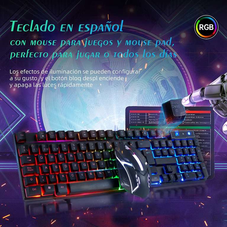 Amazon: Kit de teclado y mouse gamer