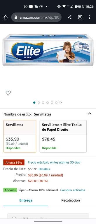 Amazon: Servilletas elite paquete de 420