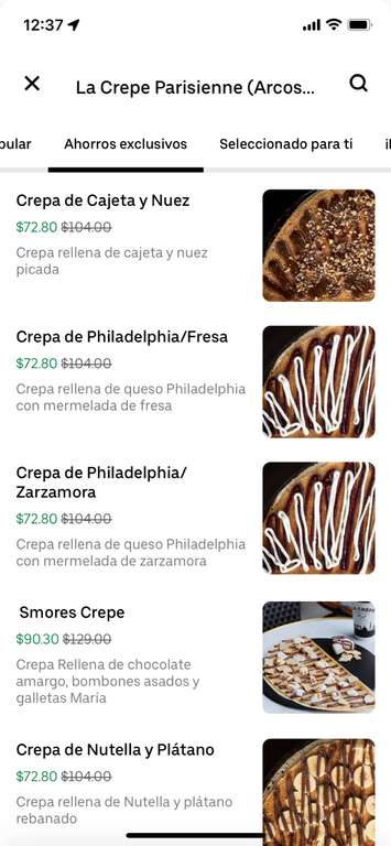 Uber eats [Miembros one]: La crepe Parisienne | 4 crepas por 130