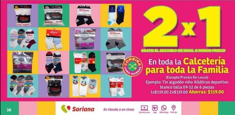 Soriana: Toda la calcetería al 2x1