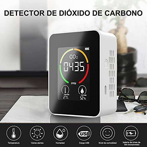 Amazon - Detector de dióxido de carbono, temperatura, la humedad, pantalla digital LCD, 1200 mA.