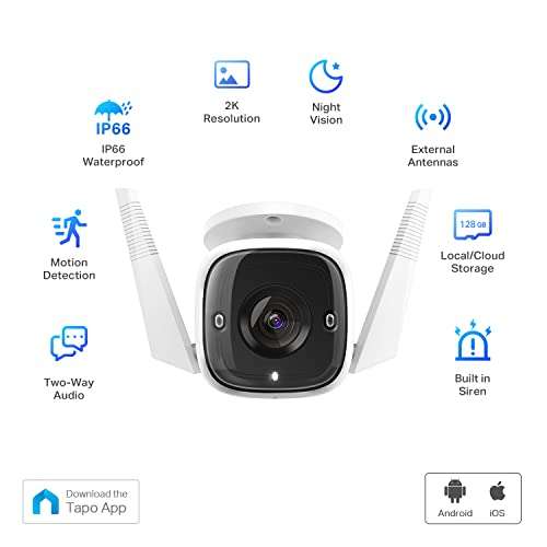 Amazon: TP-LINK Tapo C310, cámara de seguridad Wi-Fi para exteriores, 3MP, alarma de luz y sonido, visión nocturna, funciona con Alexa