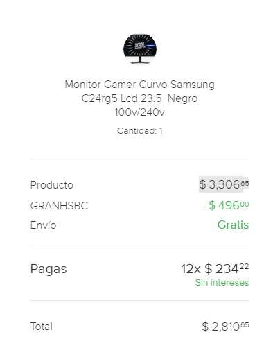 Mercado Libre Monitor Samsung 24" 144hz VA